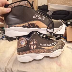 Faith Over Fear Jesus Basketball Sneaker Christianity Men Dad Excellent Shape